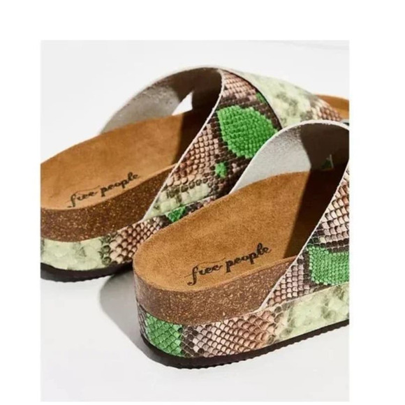 Free People Green and Brown Snake Print Sandals - Picture 2 of 9